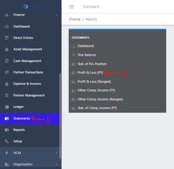 Image showing Navigation to Profit & Loss(FY)