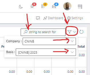 Image showing Search, filter button and filter options