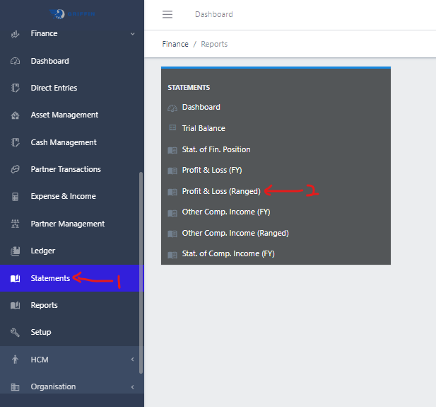 Image showing Navigation to Profit & Loss(Ranged)
