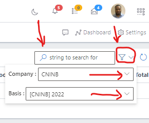 Image showing Search, filter button and filter options