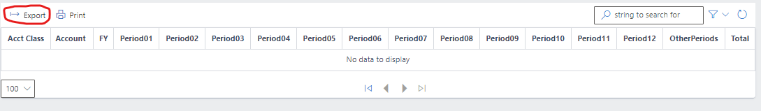 Image showing Stat. of Comp. Income(FY) export button