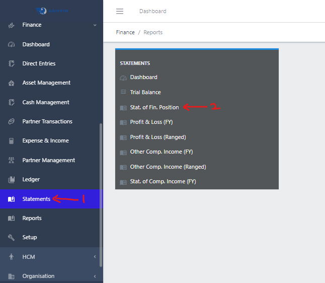 Image showing Navigation to Financial Position