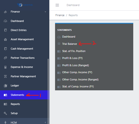 Image showing Navigation to Trial Balance