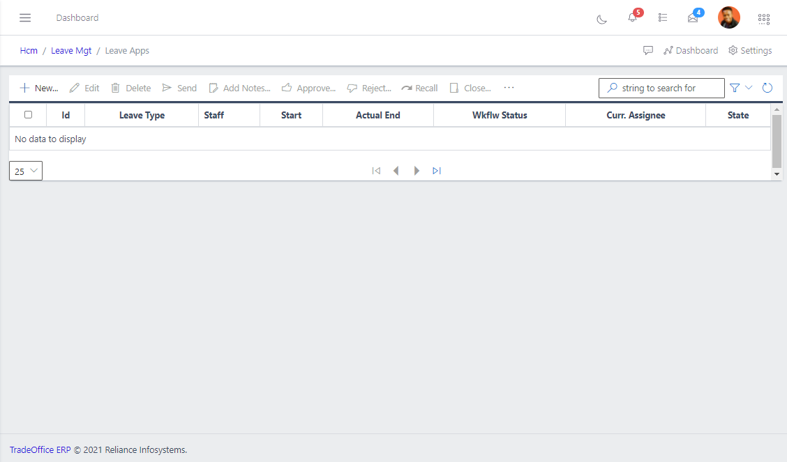 Fig 1 Viewing Leave Application