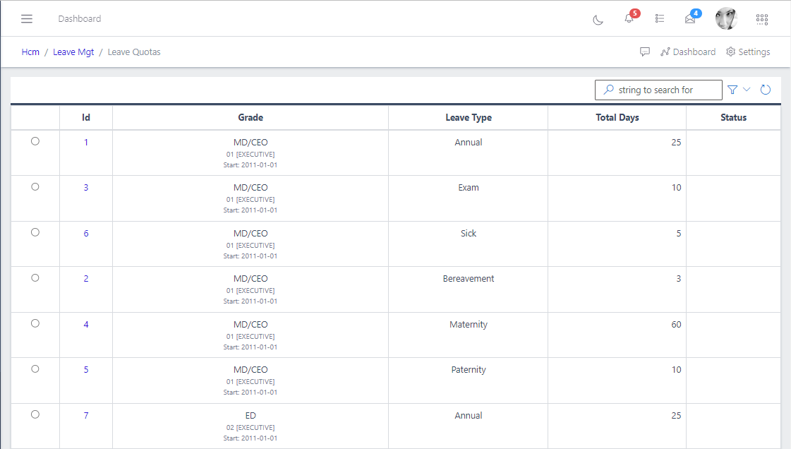 Fig 1 Viewing Leave Application