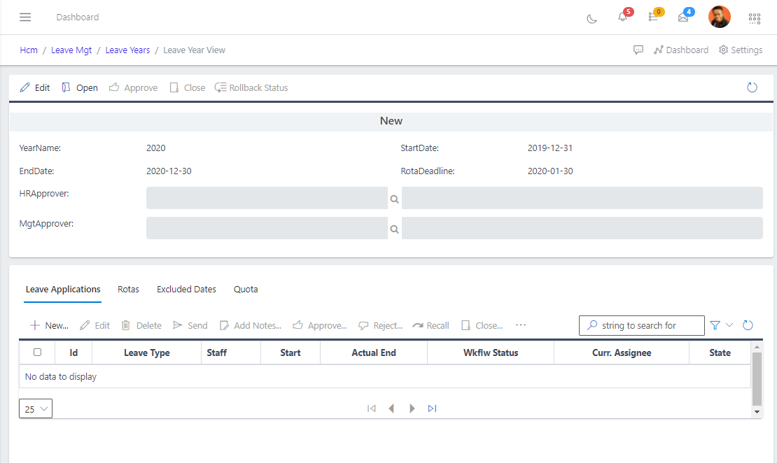 Fig 3 Creating Leave Years-screen two
