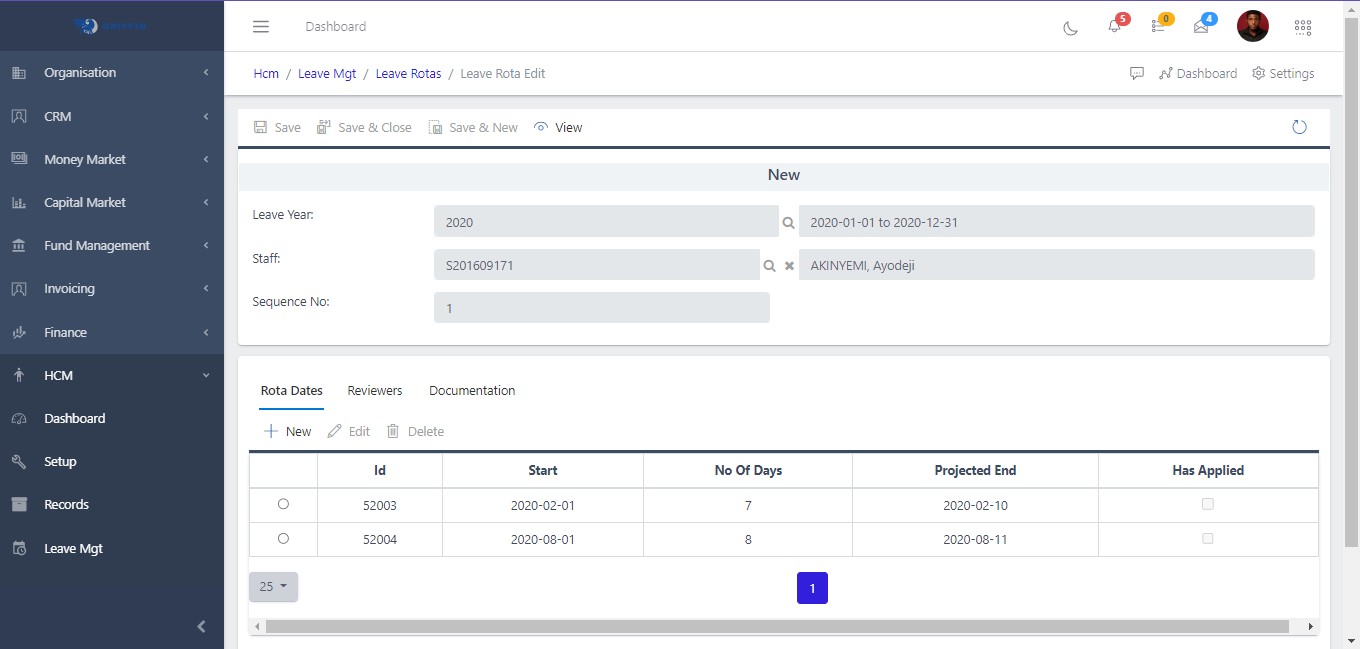 Fig 3 View Edit Screen