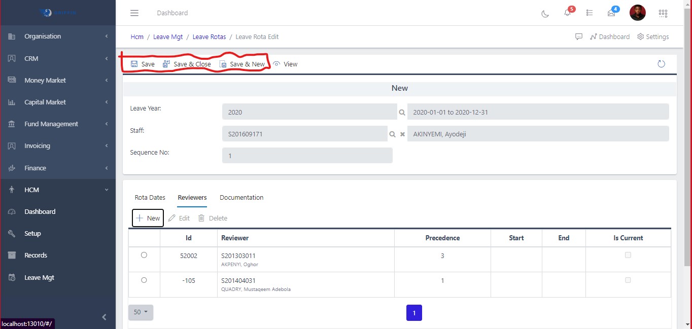 Fig 3 Save Rota Submissions