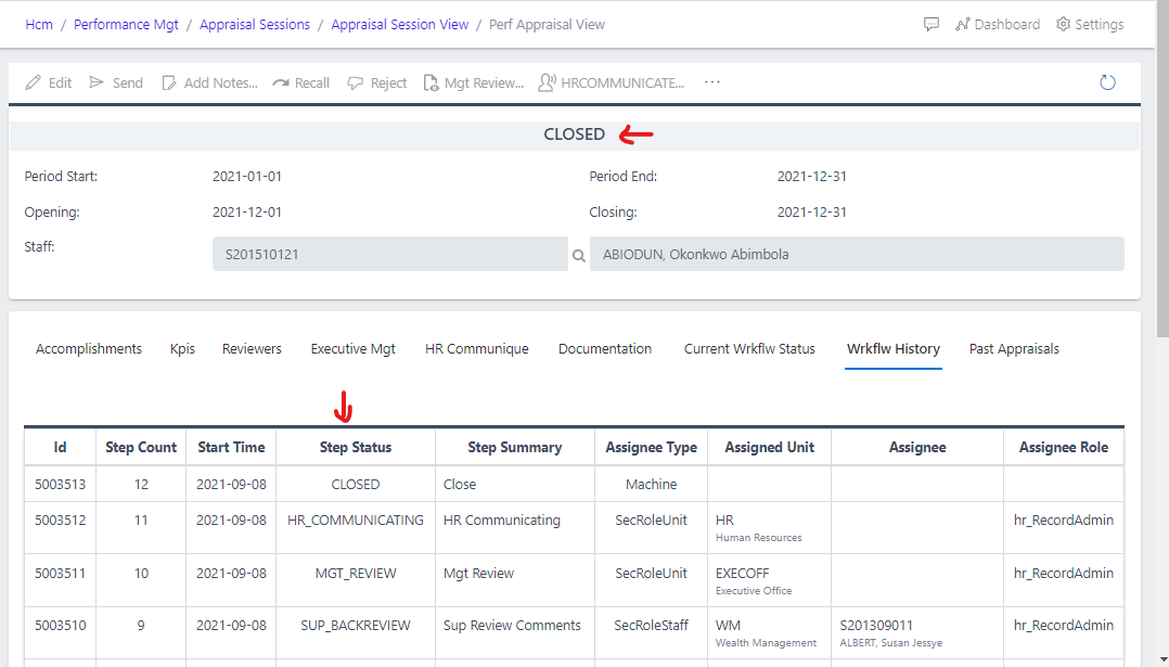 Fig 14. Appraisal in Closed status