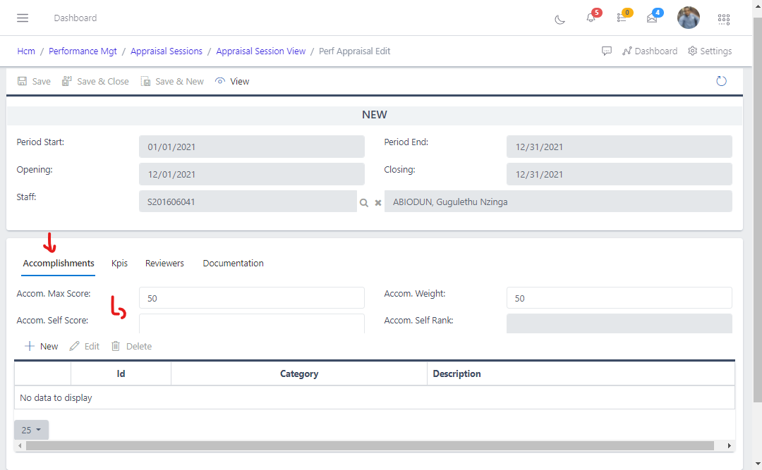 Fig 6.	Showing the screen that is displayed when the edit button is clicked