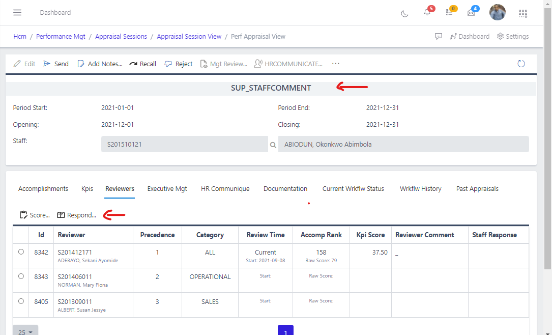 Fig 9. Staff comment