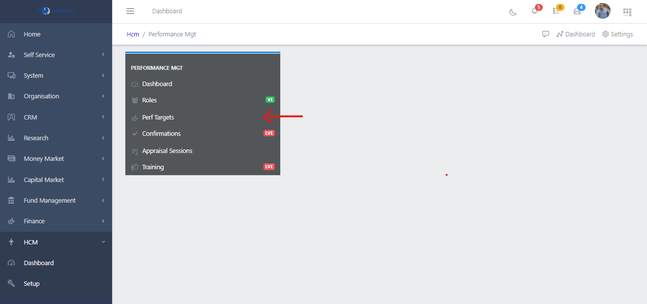 Fif 1.	Showing the Performance target (perf target) submodule

