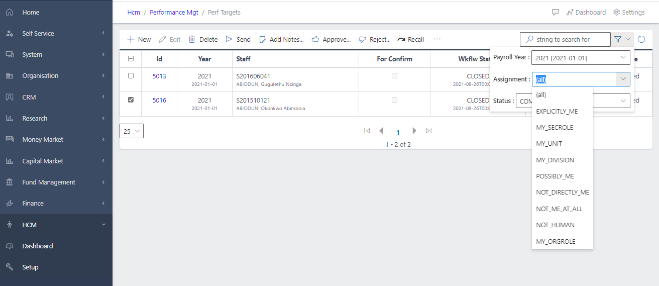 Fig 3b.	Filtering for only those items awaiting the user’s approval