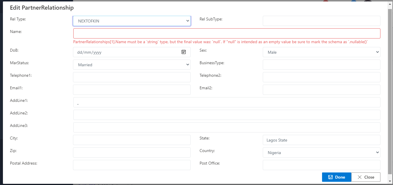 image showing filling of partner relationship