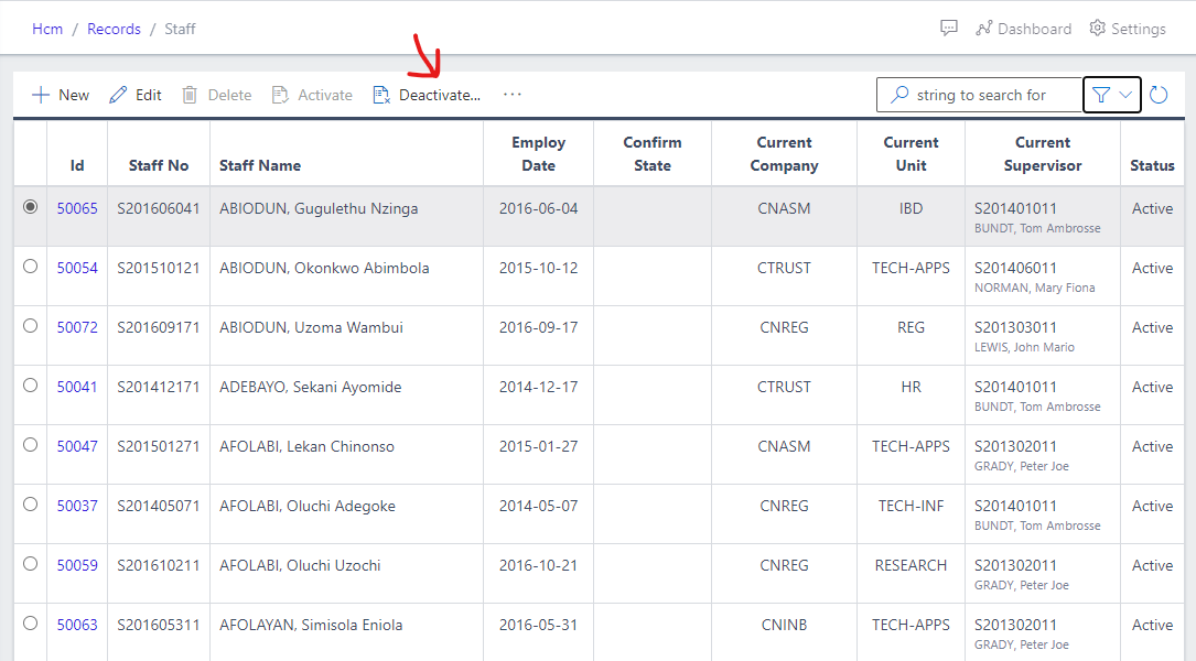 image Deactivating the staff