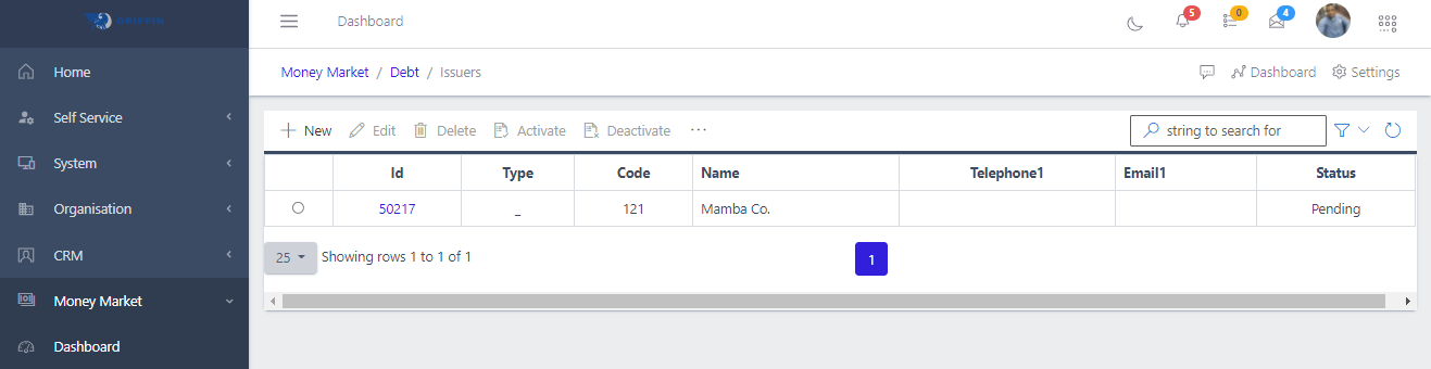 issuer in pending status