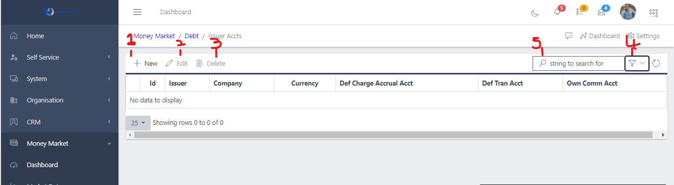 issuer account list view