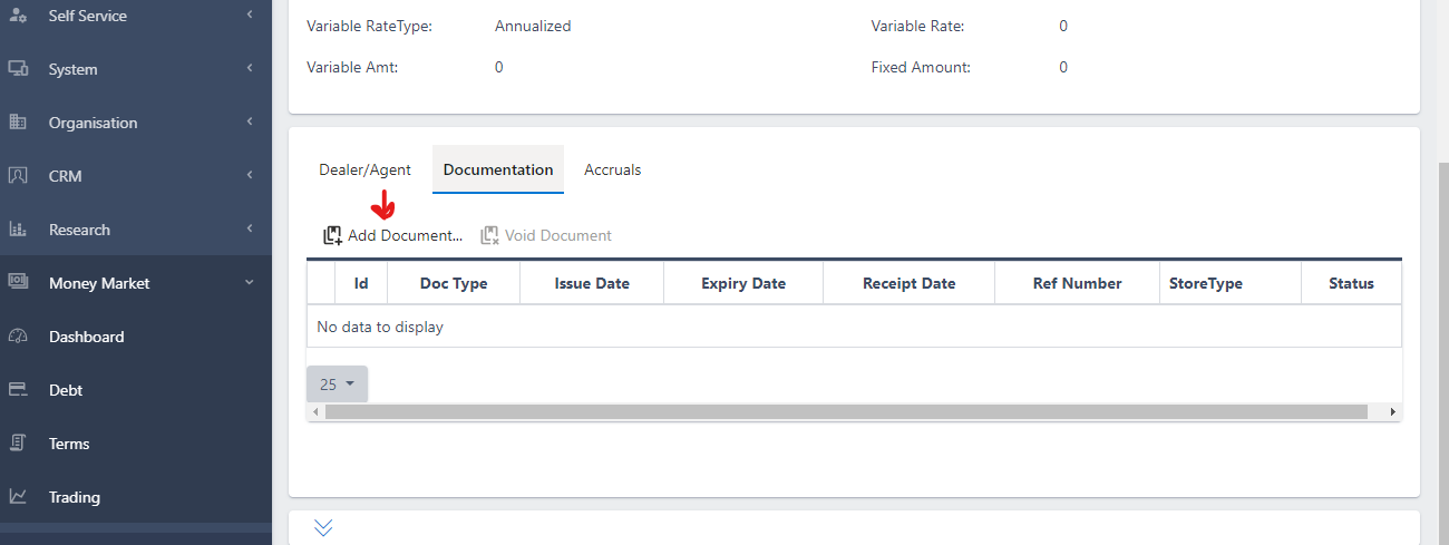 promissory note add document section