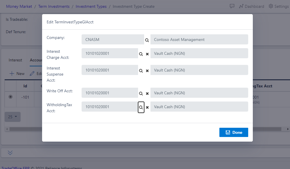 Select account sheet.