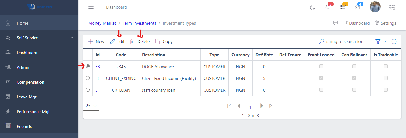Edit and Delete buttons.
