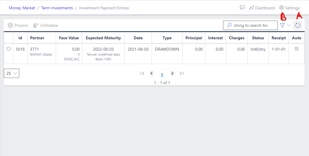 Repayment Entries View
