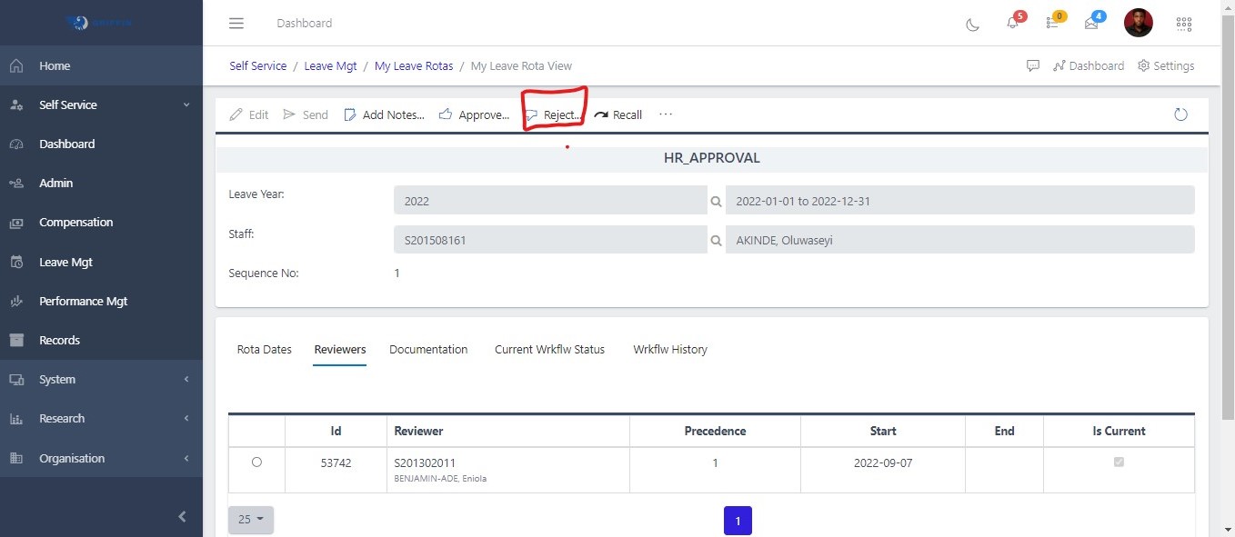 Fig 3.0 Reject Submissions