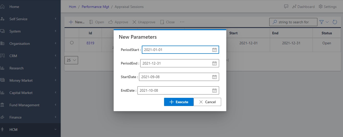 image Showing the dialog box when the create button is clicked