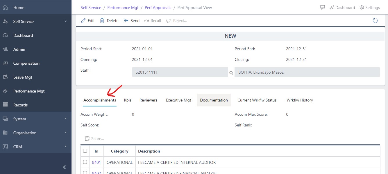 image Showing Accomplishment Pane view