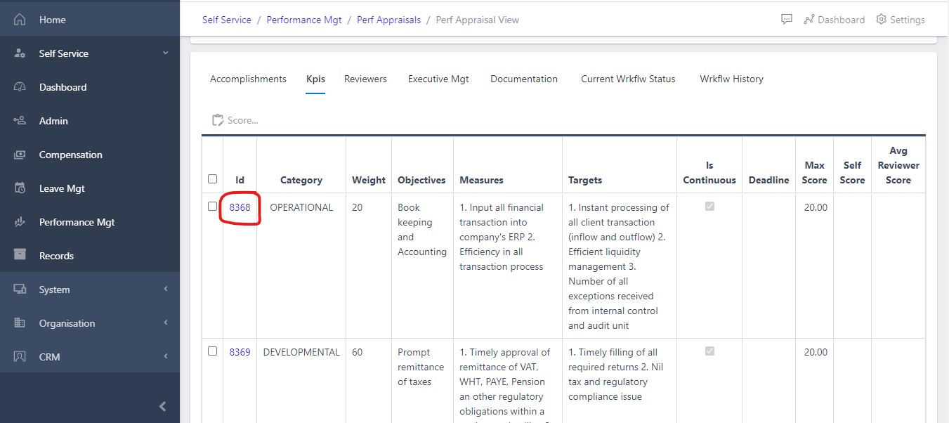 image Scoring multiple KPIs and adding comment