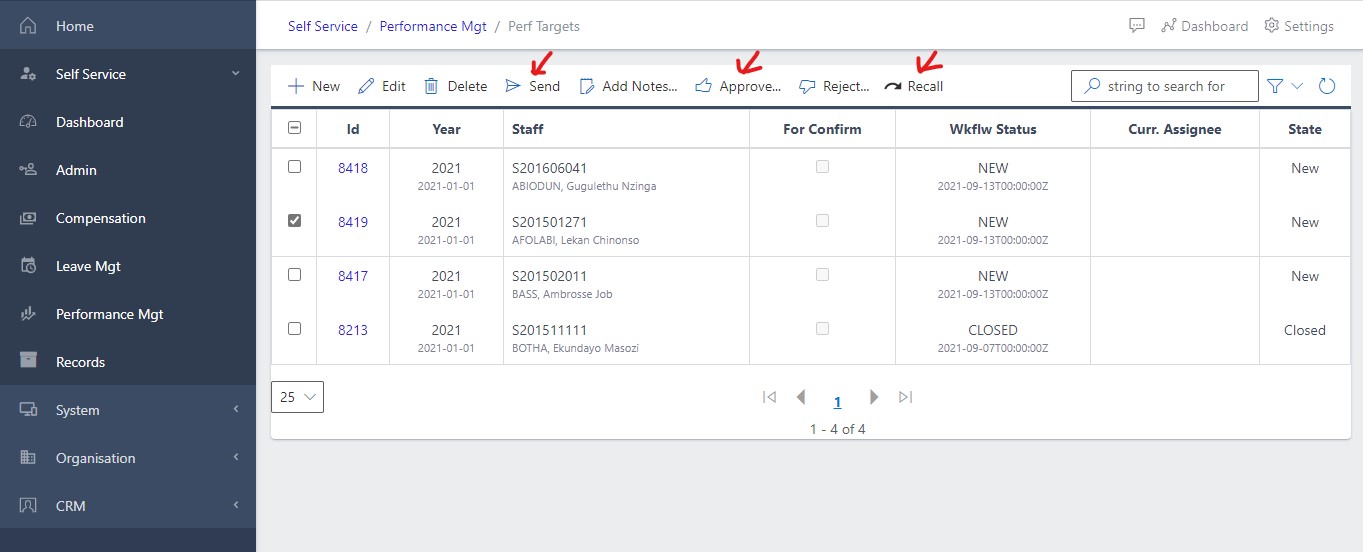 image Showing all target associated to a particular user