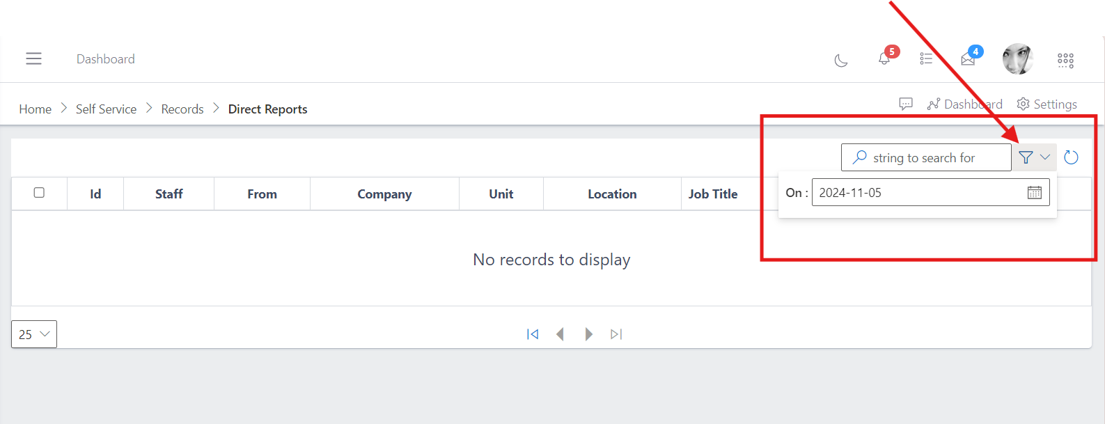 Fig 1 Direct Reports View