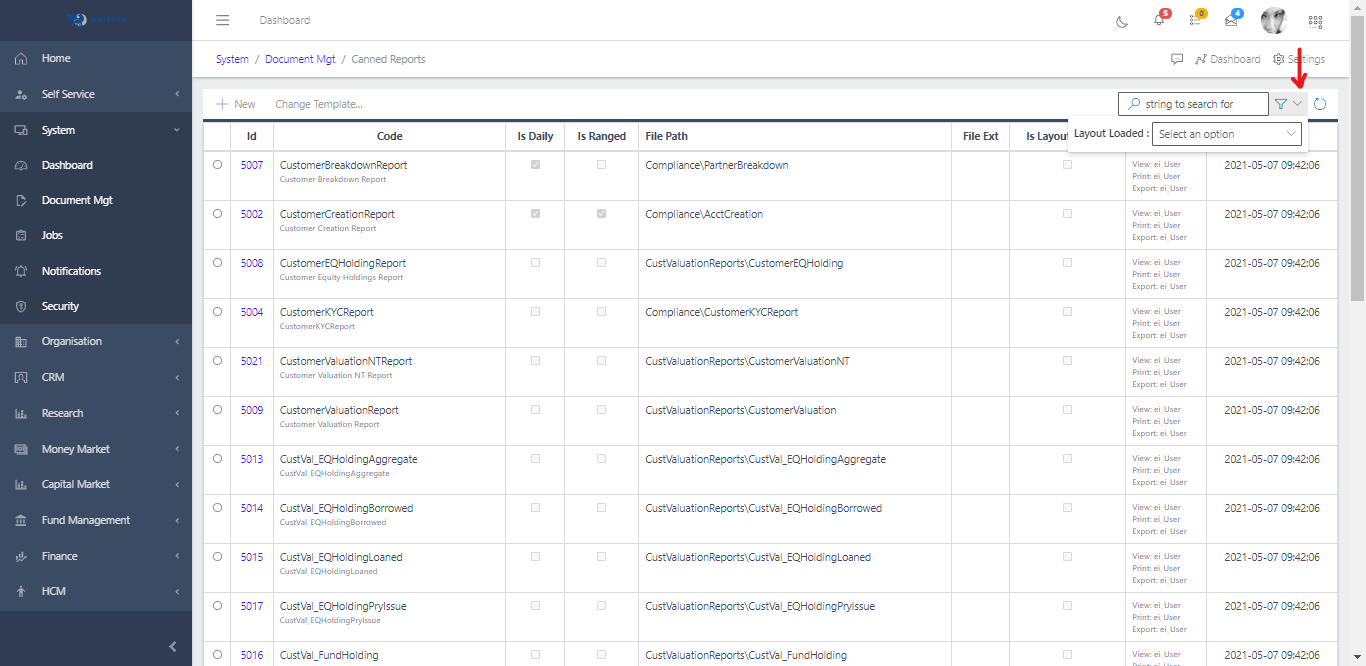 Canned Reports Search