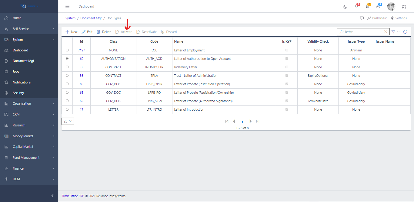 Document Types Activate