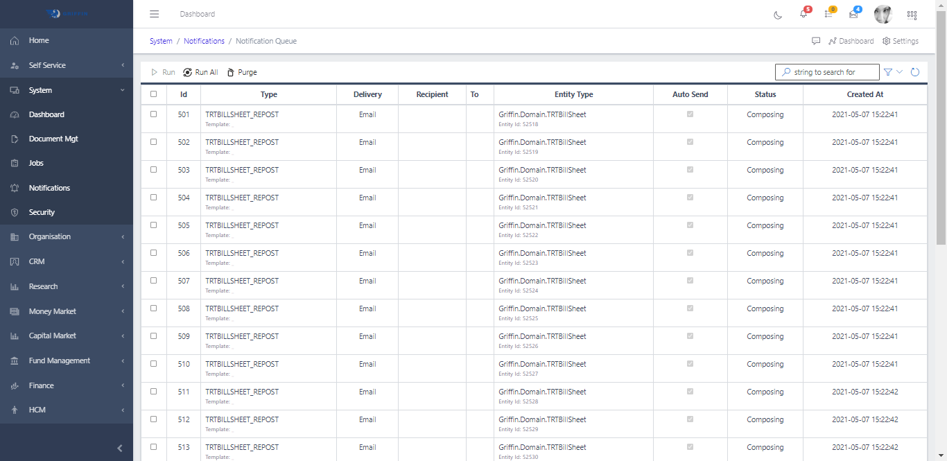 Notification Queue List
