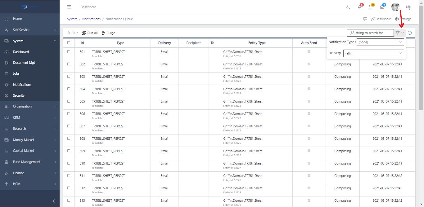 Notification Queue Search