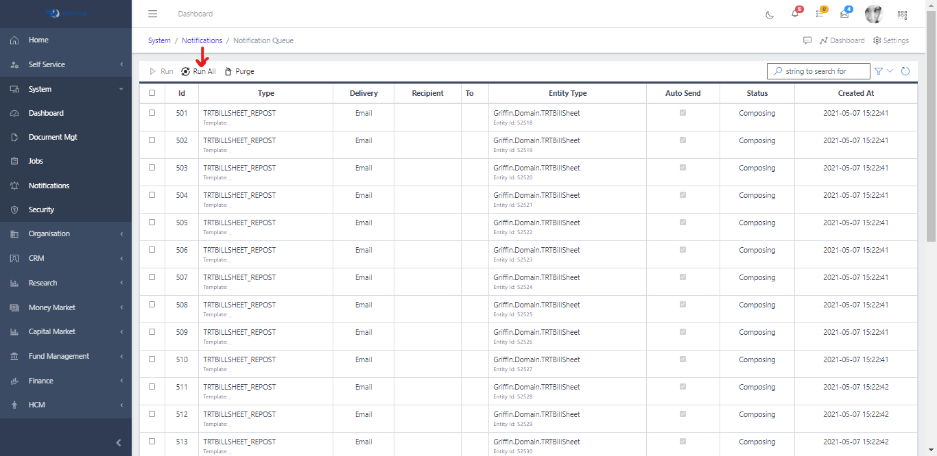 Notification Queue Run All