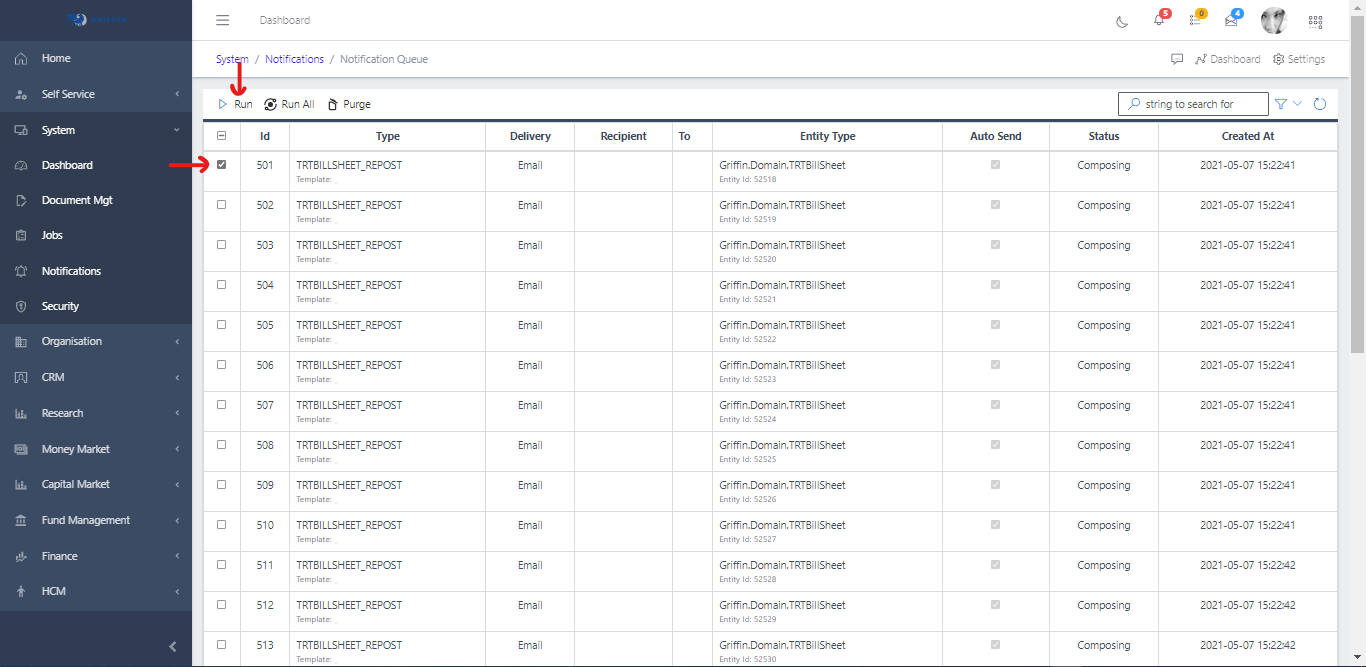Notification Queue Run