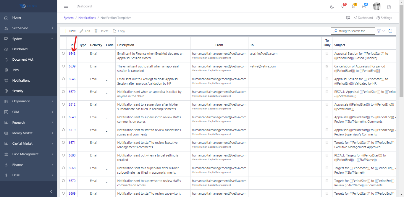 Notification Template View