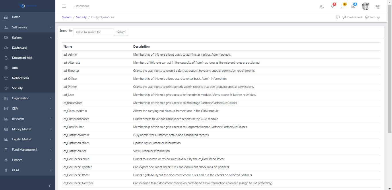 Entity Operations List