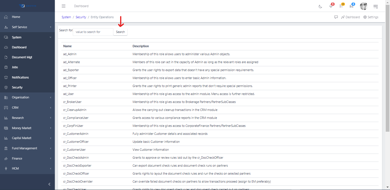 Entity Operations Search