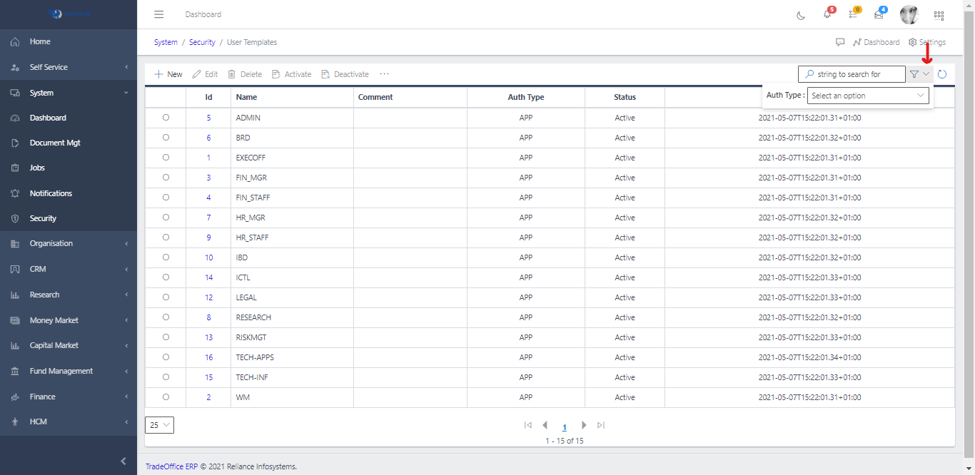 User Template Search