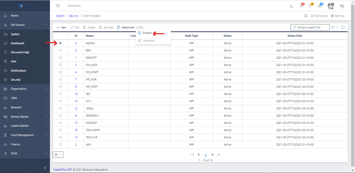 User Template Activate