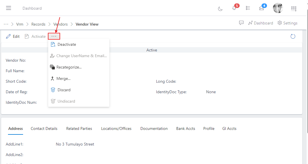image showing more command options