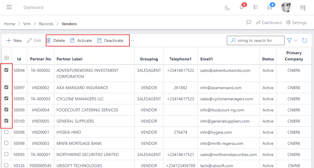 image showing multiple highlighted vendors