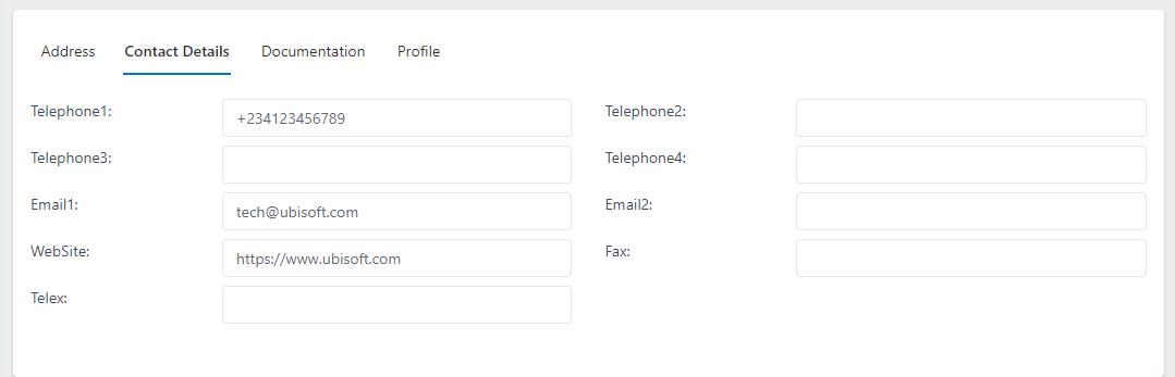 vendor contact details form