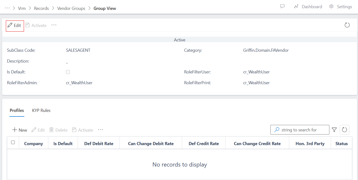 image showing vendor group view button